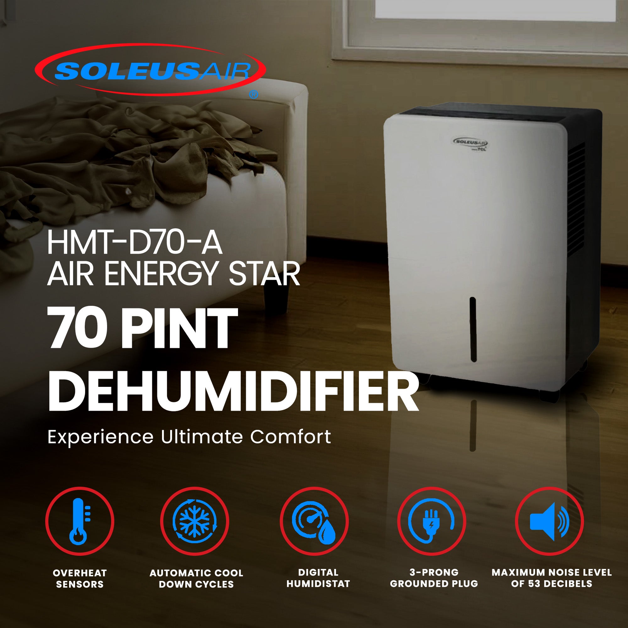 SoleusAir HMT-D70-A Air Energy Star 70 Pint Dehumidifier (Used) - VMInnovations
