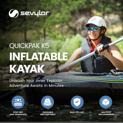 Sevylor QuickPak K5 1 Person Inflatable Kayak with Hand Pump and Paddle Included