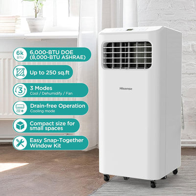 Hisense 6000 BTU Ultra Slim Portable Air Conditioner (Refurbished)