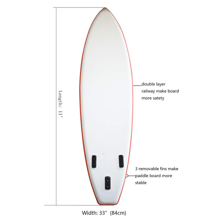 XYLOVE CO 11' x 33" Inflatable Stand-Up Paddle Board for All Skill Levels, Red - VMInnovations