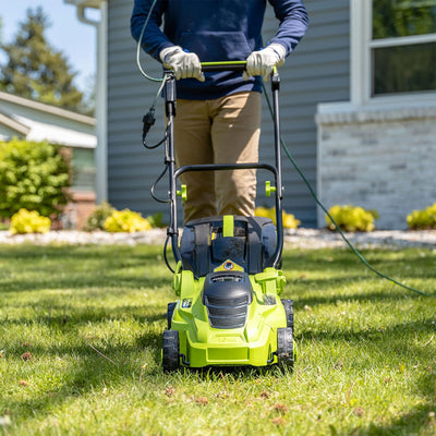 Earthwise 16” 11 Amp Corded Electric 5 Position Walk Behind Lawn Mower, Green