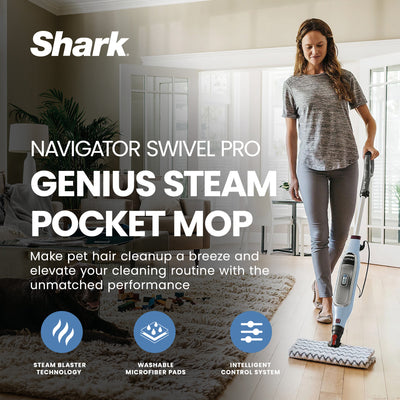 Shark Genius Steam Pocket Mop w/3 Control Settings, Blue  (Used)