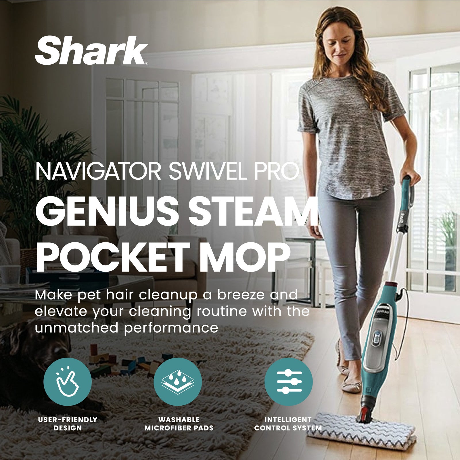 Shark Genius Steam Pocket Mop w/3 Control Setting, Green (Used) - VMInnovations