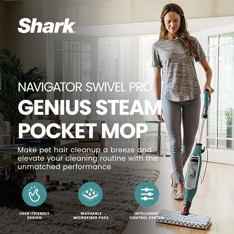 Shark Genius Steam Pocket Mop w/3 Control Setting, Green (Used)