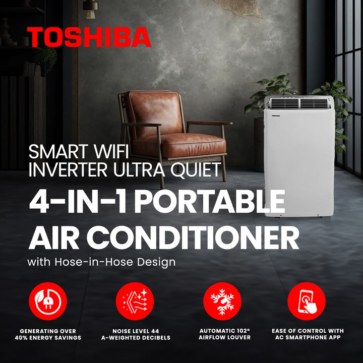 Toshiba Smart Inverter Portable Wi-Fi Air Conditioner, White (Used)