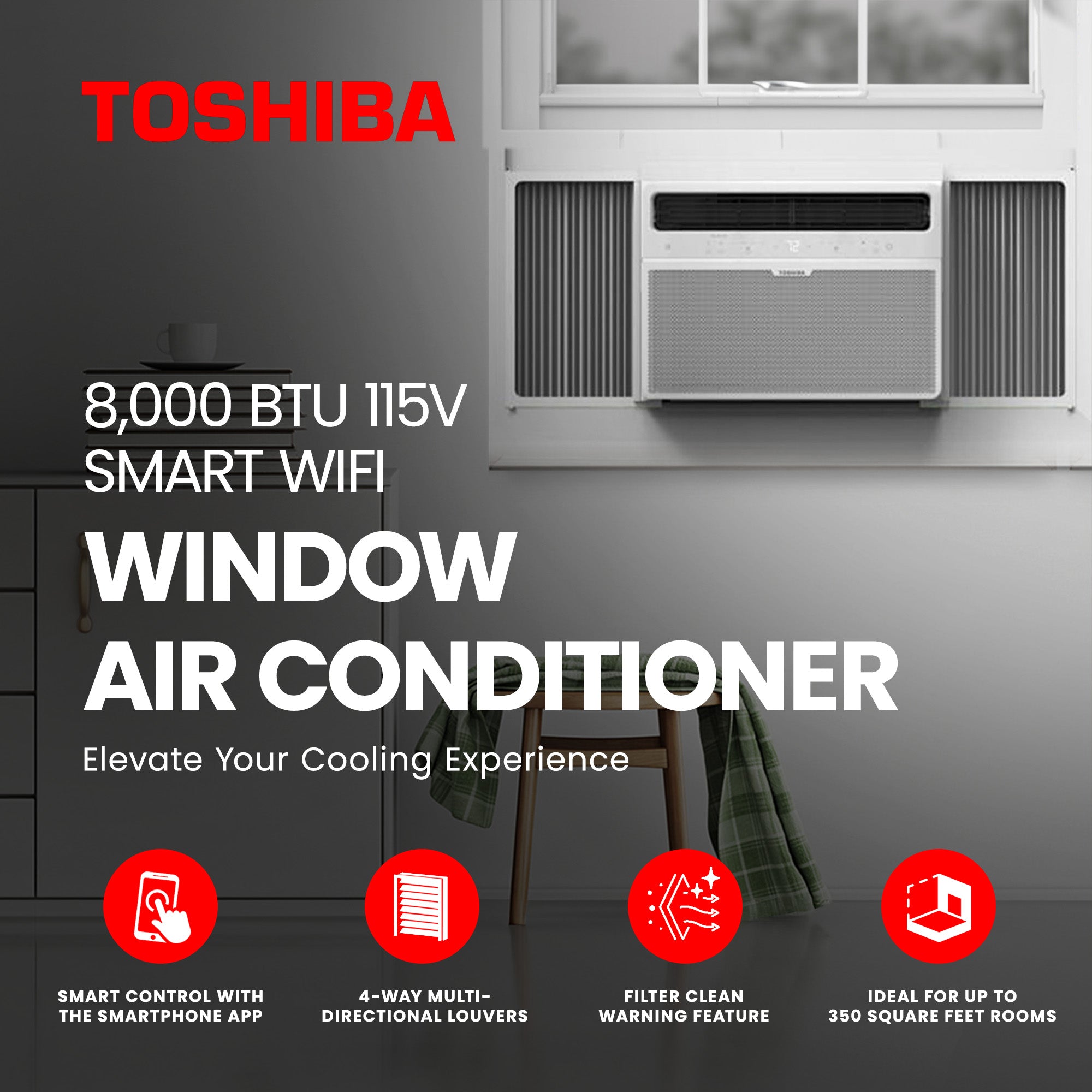 Toshiba 8,000 BTU 115V Smart WiFi Window Air Conditioner (Used) - VMInnovations