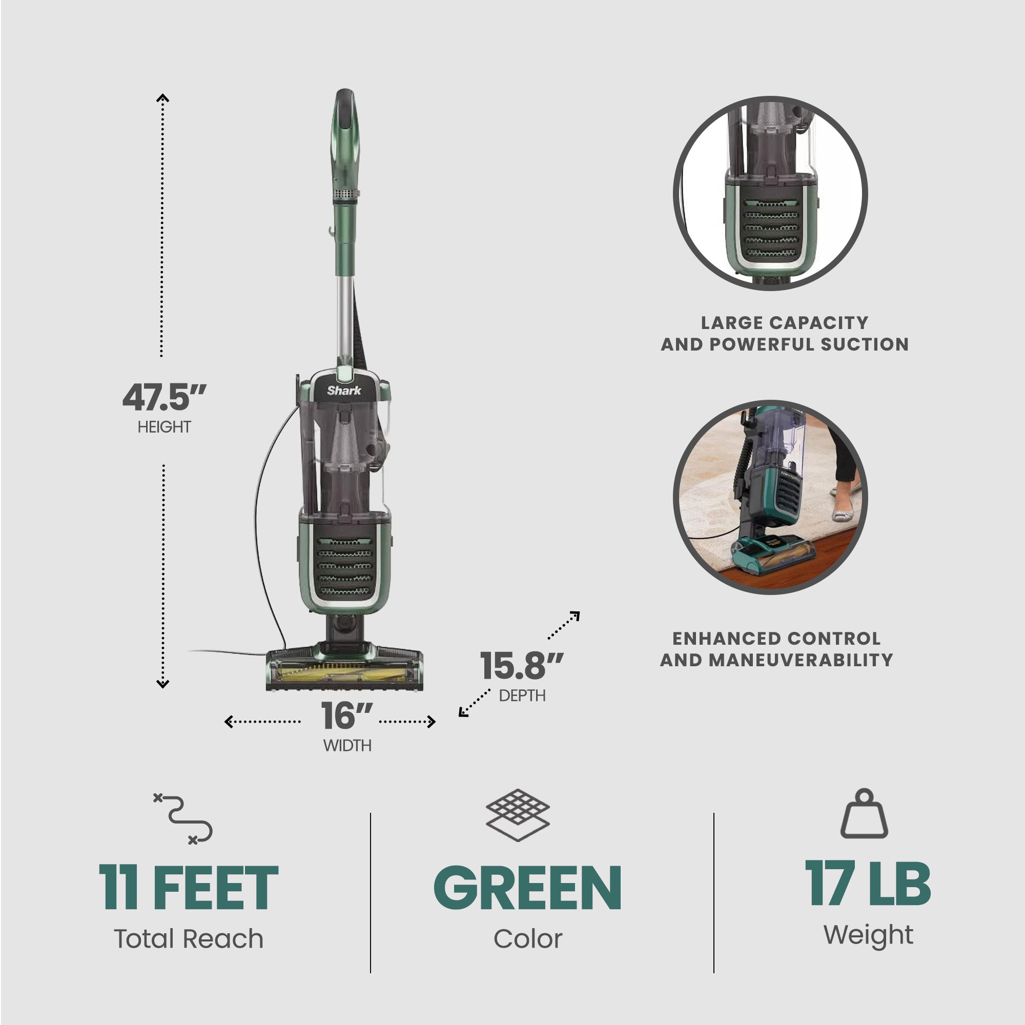 Shark Navigator Swivel Pro Pet Upright Vacuum, Green (Certified Refurbished) - VMInnovations