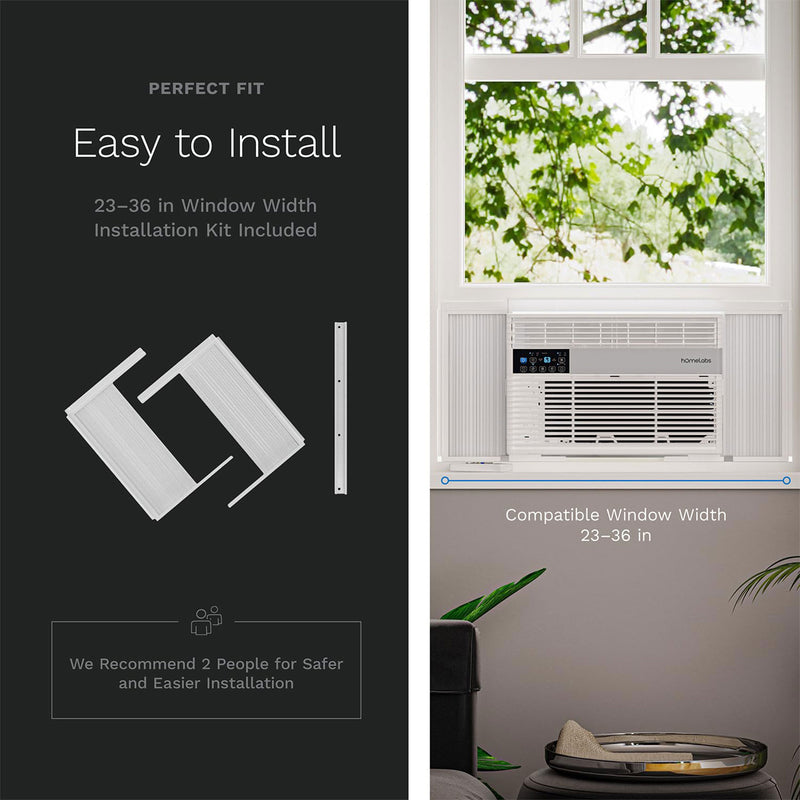 hOmeLabs Window Air Conditioner with Eco Mode, LED Panel, and Remote Control