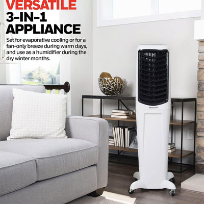 Honeywell Portable Evaporative Tower Cooler with Fan, Humidifier & Remote, White - VMInnovations