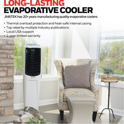 Honeywell Portable Evaporative Tower Cooler with Fan, Humidifier & Remote, White - VMInnovations