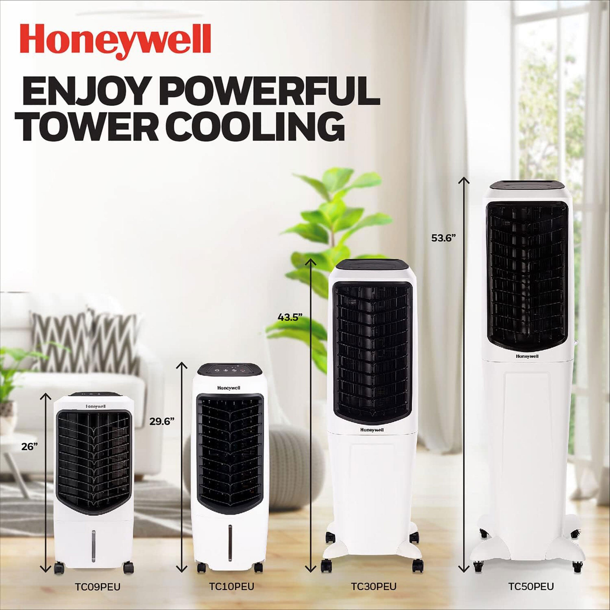 Honeywell Portable Evaporative Tower Cooler with Fan, Humidifier & Remote, White - VMInnovations