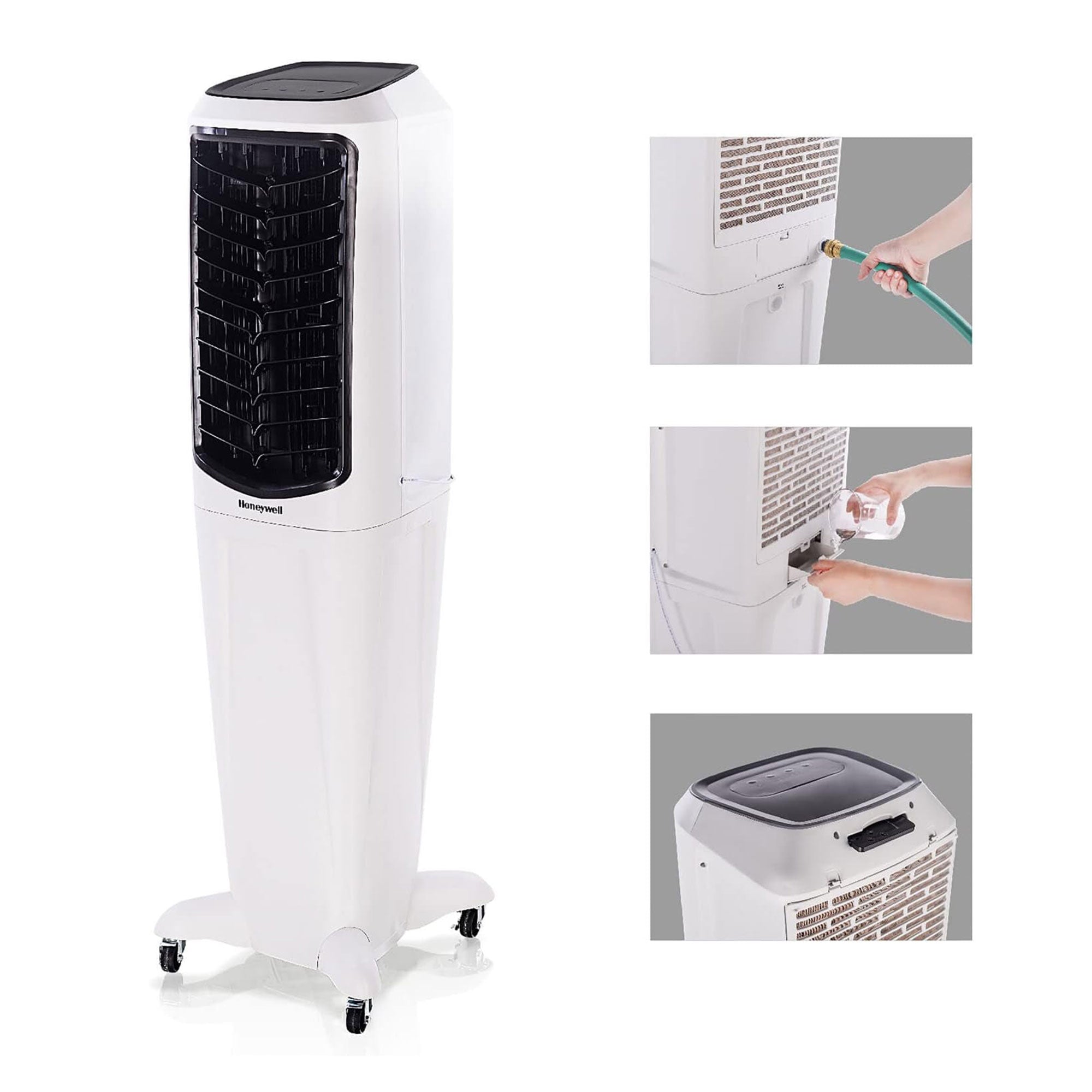 Honeywell Portable Evaporative Tower Cooler with Fan, Humidifier & Remote, White - VMInnovations