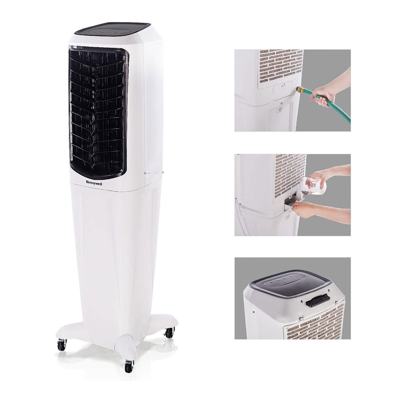 Honeywell Portable Evaporative Tower Cooler with Fan, Humidifier & Remote, White