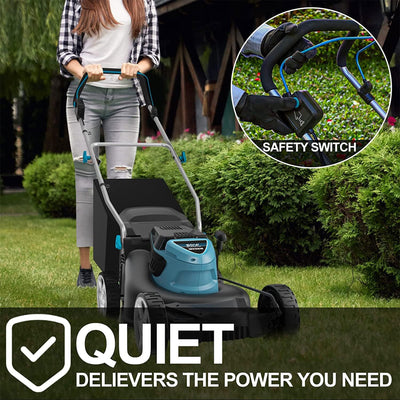 Wesco 60V Cordless Electric Push Lawn Mower with 17" Cut Width & Foldable Handle - VMInnovations