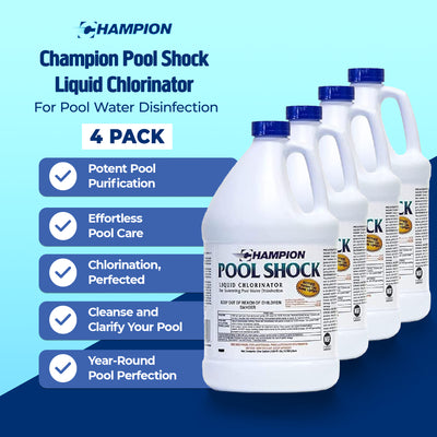Champion Acid Blue 4 Pack Muriatic Acid & Champion 4 Pack Pool Shock Liquid