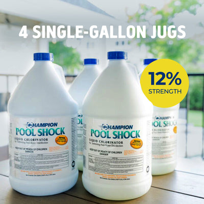 Champion Acid Blue 4 Pack Muriatic Acid & Champion 4 Pack Pool Shock Liquid