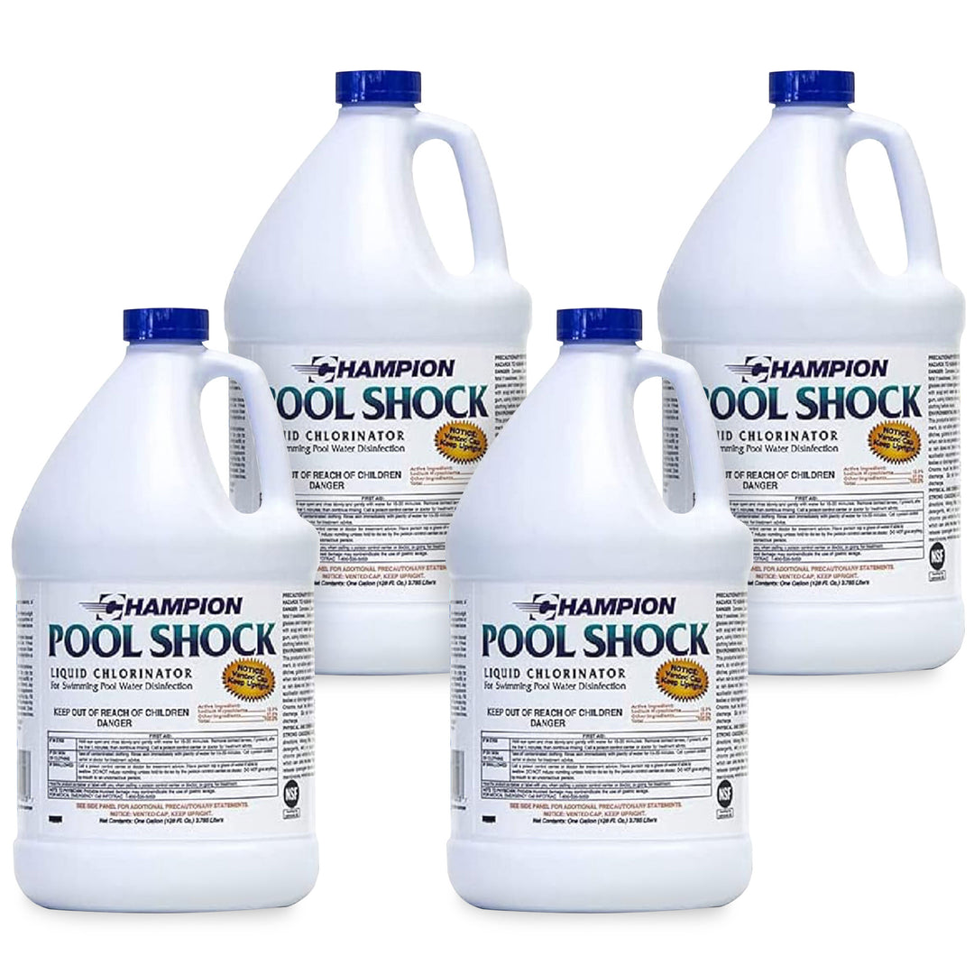 Champion Pool Shock Liquid Chlorinator for Pool Water Disinfection, (4 Pack)