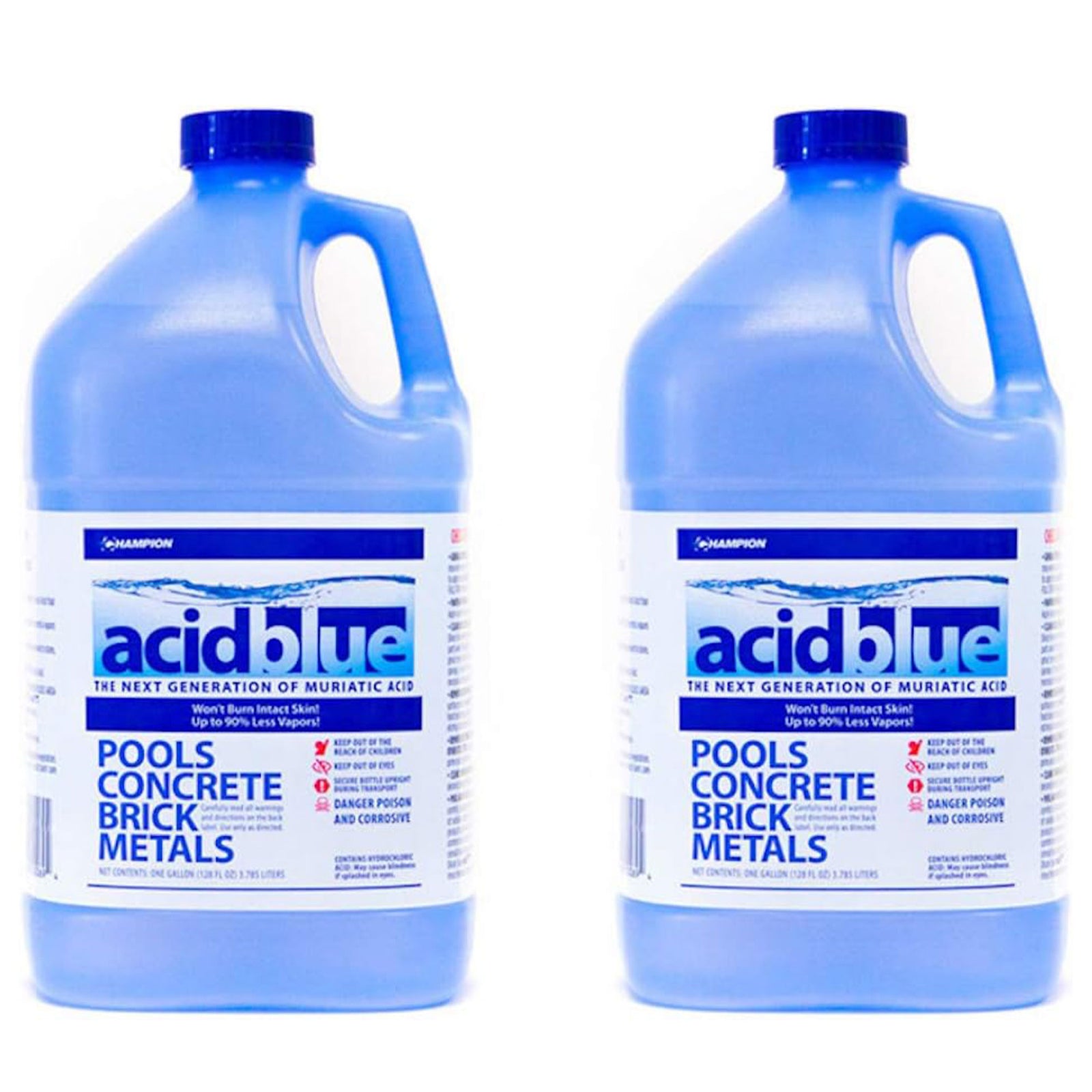 Champion Acid Blue Muriatic Acid for Removal of Stains on Driveways (2 Pack) - VMInnovations