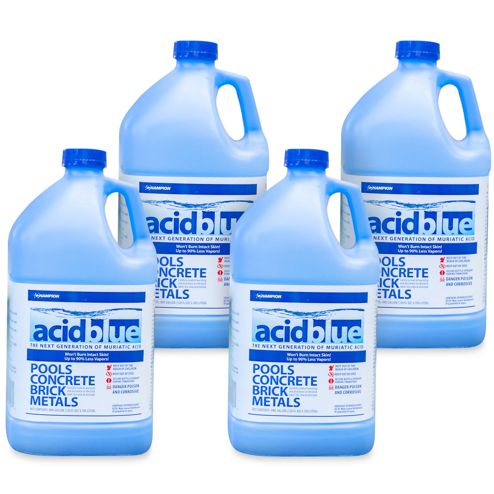 Champion Acid Blue Muriatic Acid for Removal of Stains on Driveways (4 Pack) - VMInnovations