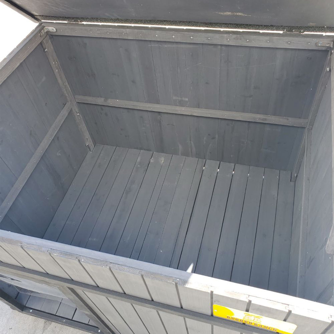 Rugged Ranch XL Dog House, Wood Outdoor Shelter w/ Hinged Roof & Removable Floor - VMInnovations