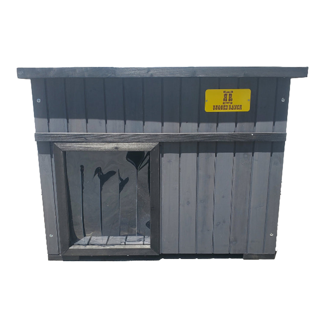Rugged Ranch XL Dog House, Wood Outdoor Shelter w/ Hinged Roof & Floor (Used)