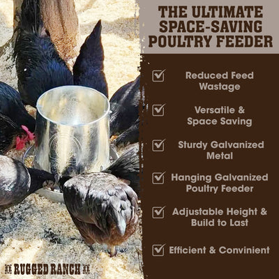 Rugged Ranch Products RuggEgg Ranch 15 Pound Hanging Galvanized Poultry Feeder - VMInnovations