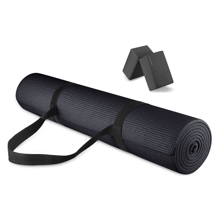 Signature Fitness All Purpose High Density No Tear Exercise Yoga Mat, Black