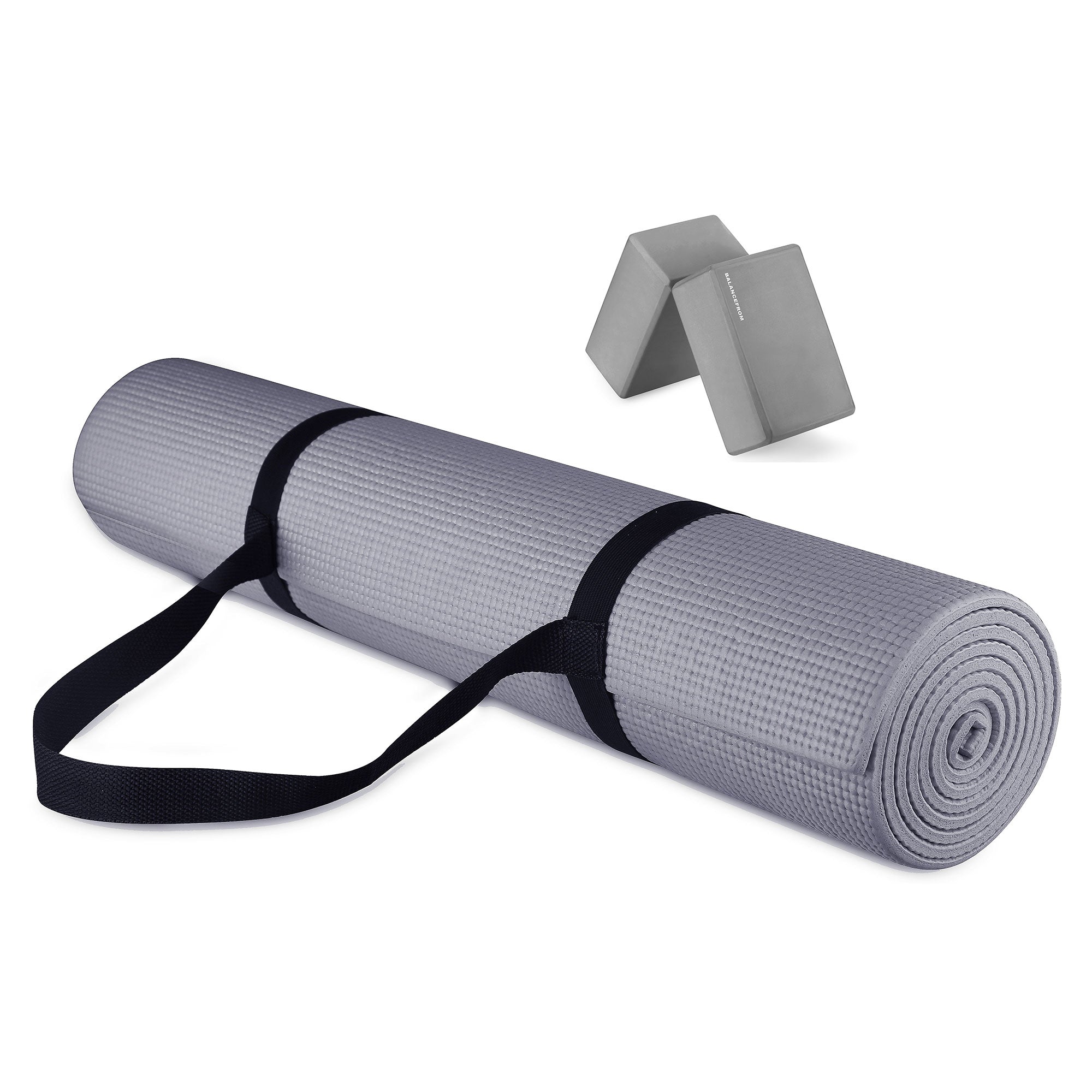 Signature All Purpose High Density No Tear Exercise Mat w/Strap, Gray (Open Box) - VMInnovations