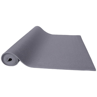 Signature Fitness All Purpose High Density No Tear Exercise Mat w/Strap, Gray