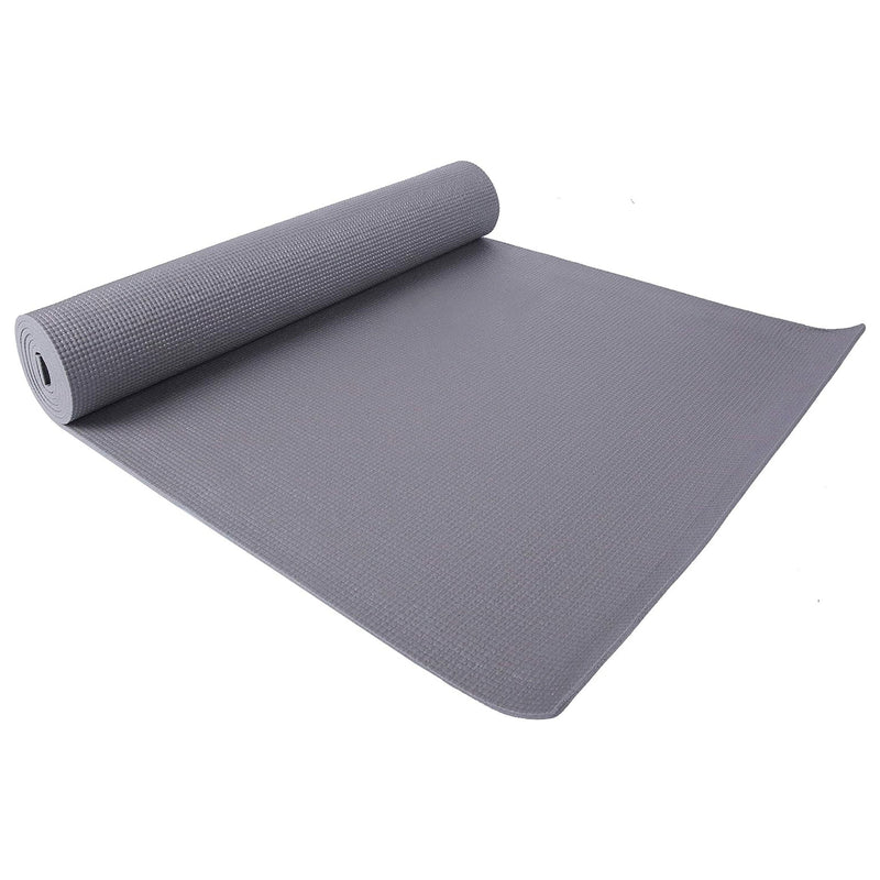 Signature Fitness All Purpose High Density No Tear Exercise Mat w/Strap, Gray