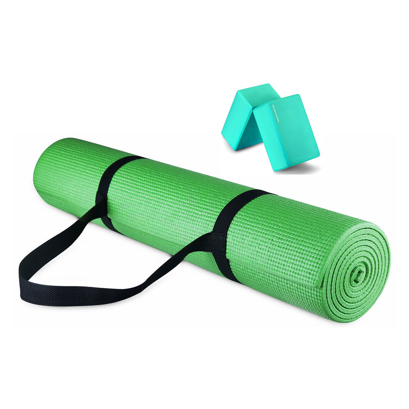 Signature Fitness High Density No Tear Exercise Mat w/Strap, Green (Open Box)