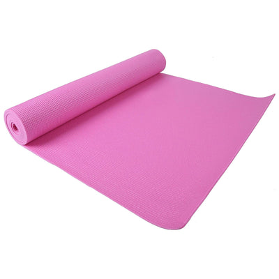 Signature Fitness All Purpose High Density No Tear Exercise Mat w/Strap, Pink