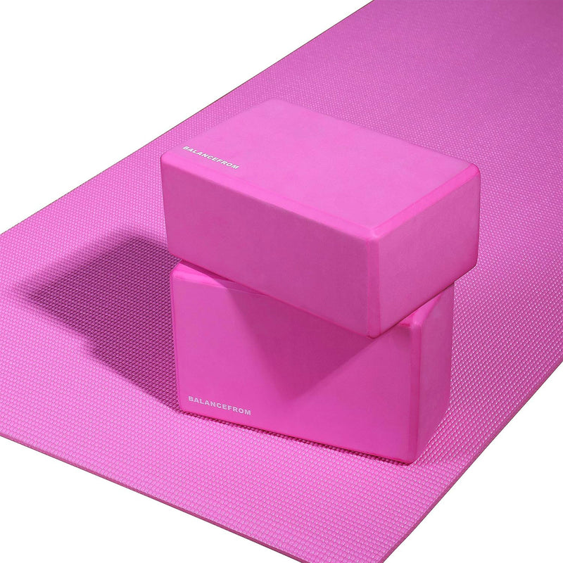 Signature Fitness All Purpose High Density No Tear Exercise Mat w/Strap, Pink