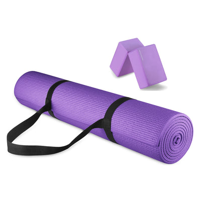 Signature All Purpose High Density No Tear Exercise Mat w/Strap,Purple(Open Box) - VMInnovations