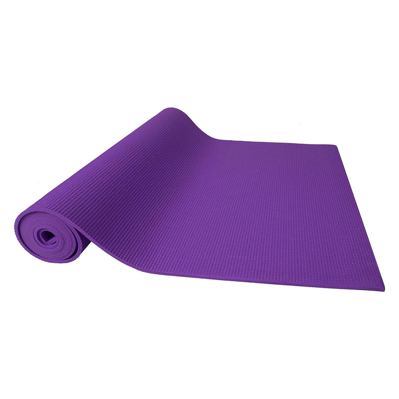 Signature Fitness All Purpose High Density No Tear Exercise Mat w/Strap, Purple