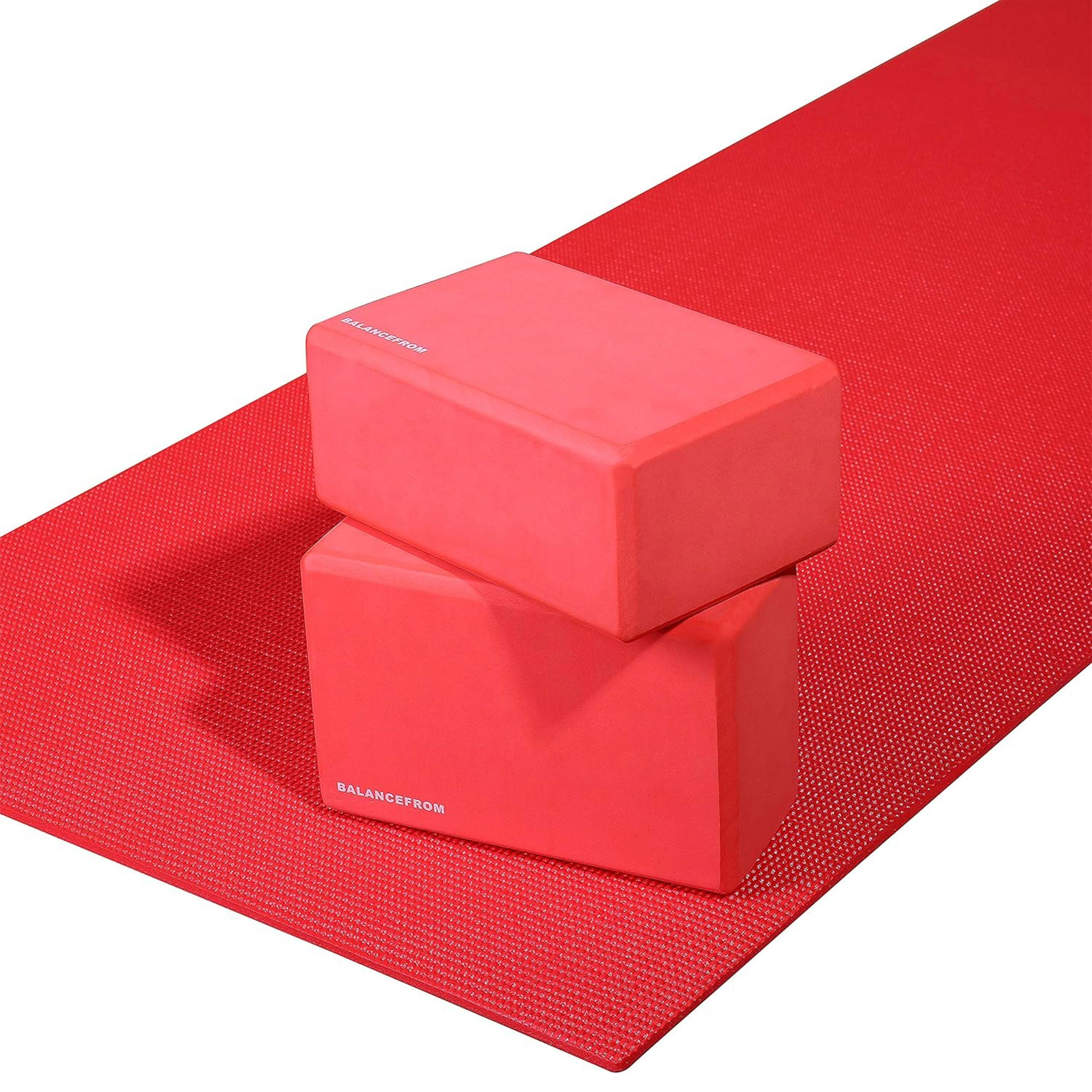 Signature Fitness All Purpose High Density No Tear Exercise Mat w/Strap, Red - VMInnovations