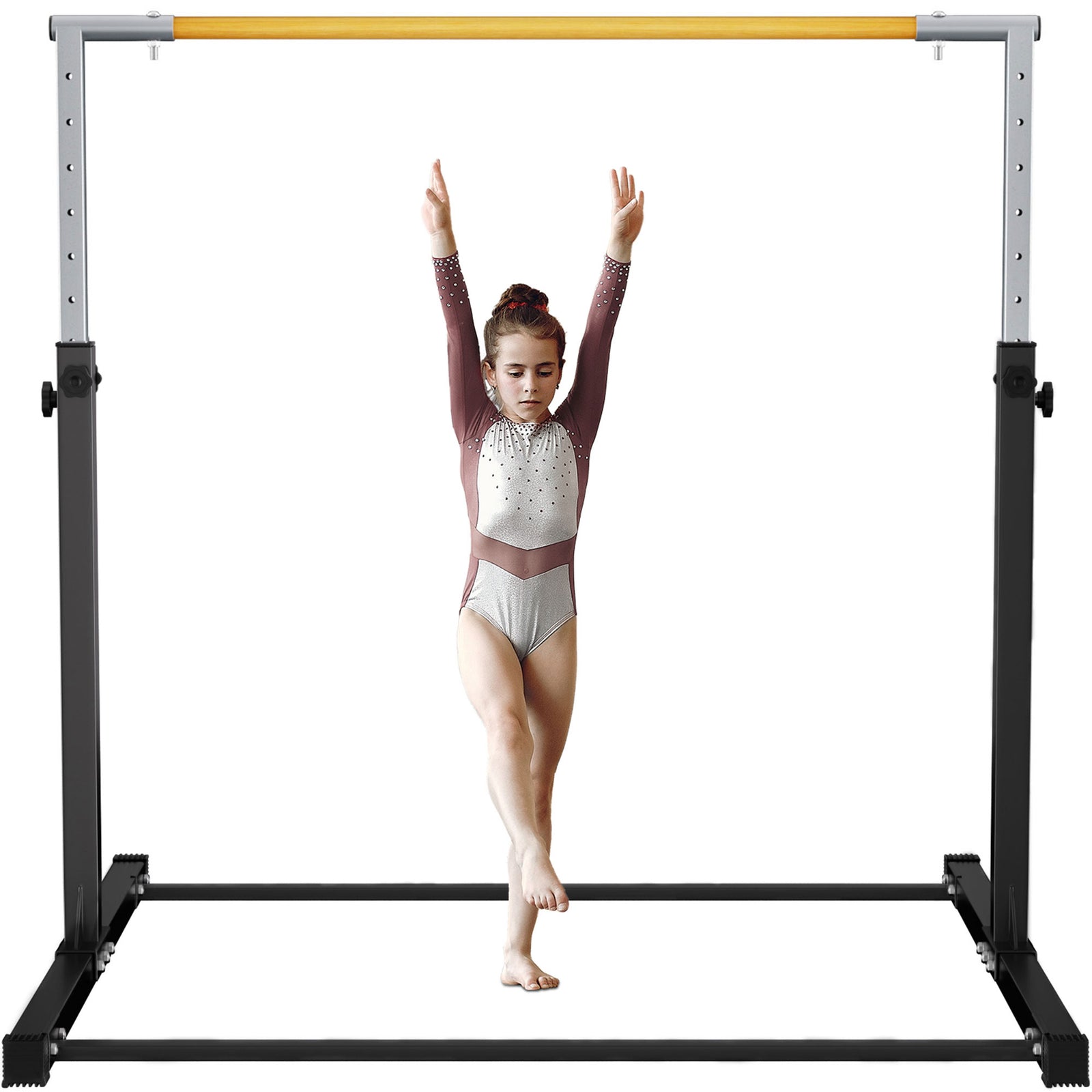 Signature Fitness Adjustable Folding Steel Gymnastics Bar, Ages 3 & Up, Black - VMInnovations