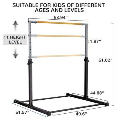 Signature Fitness Adjustable Folding Steel Gymnastics Bar, Ages 3+, Black (Used) - VMInnovations