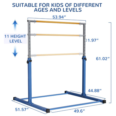 Signature Fitness Adjustable Folding Steel Gymnastics Bar, for Ages 3 & Up, Blue