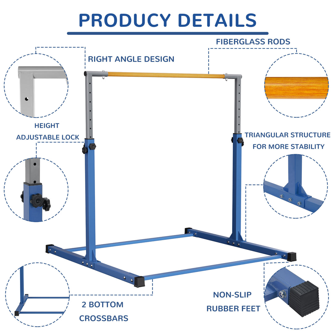 Signature Fitness Adjustable Gymnastics Bar, for Ages 3 & Up, Blue (Open Box)