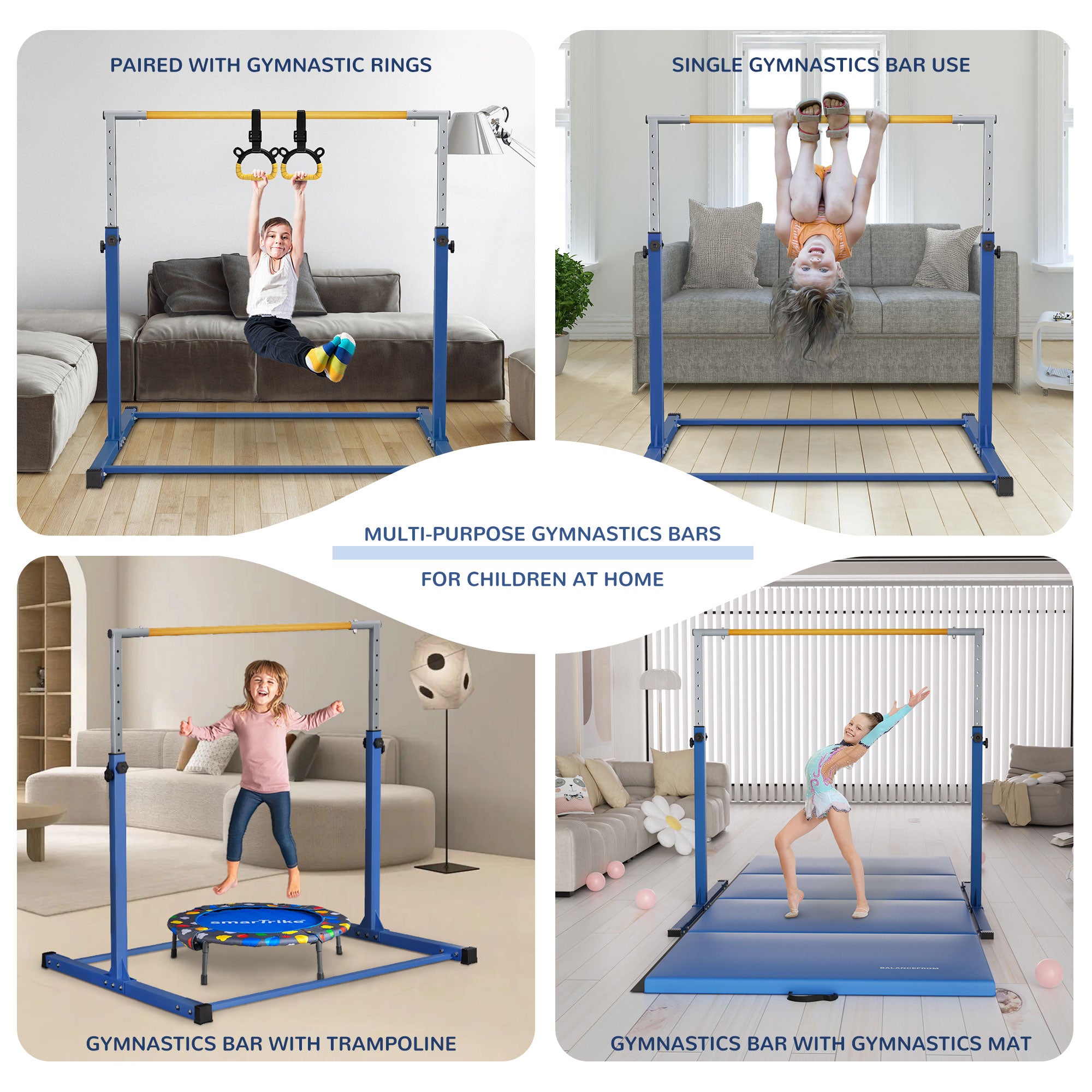 Signature Fitness Folding Steel Gymnastics Bar, for Ages 3+, Blue (Used) - VMInnovations