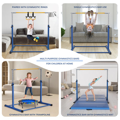 Signature Fitness Adjustable Gymnastics Bar, for Ages 3 & Up, Blue (Open Box) - VMInnovations