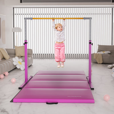 Signature Fitness Adjustable Folding Steel Gymnastics Bar, for Ages 3 & Up, Pink - VMInnovations