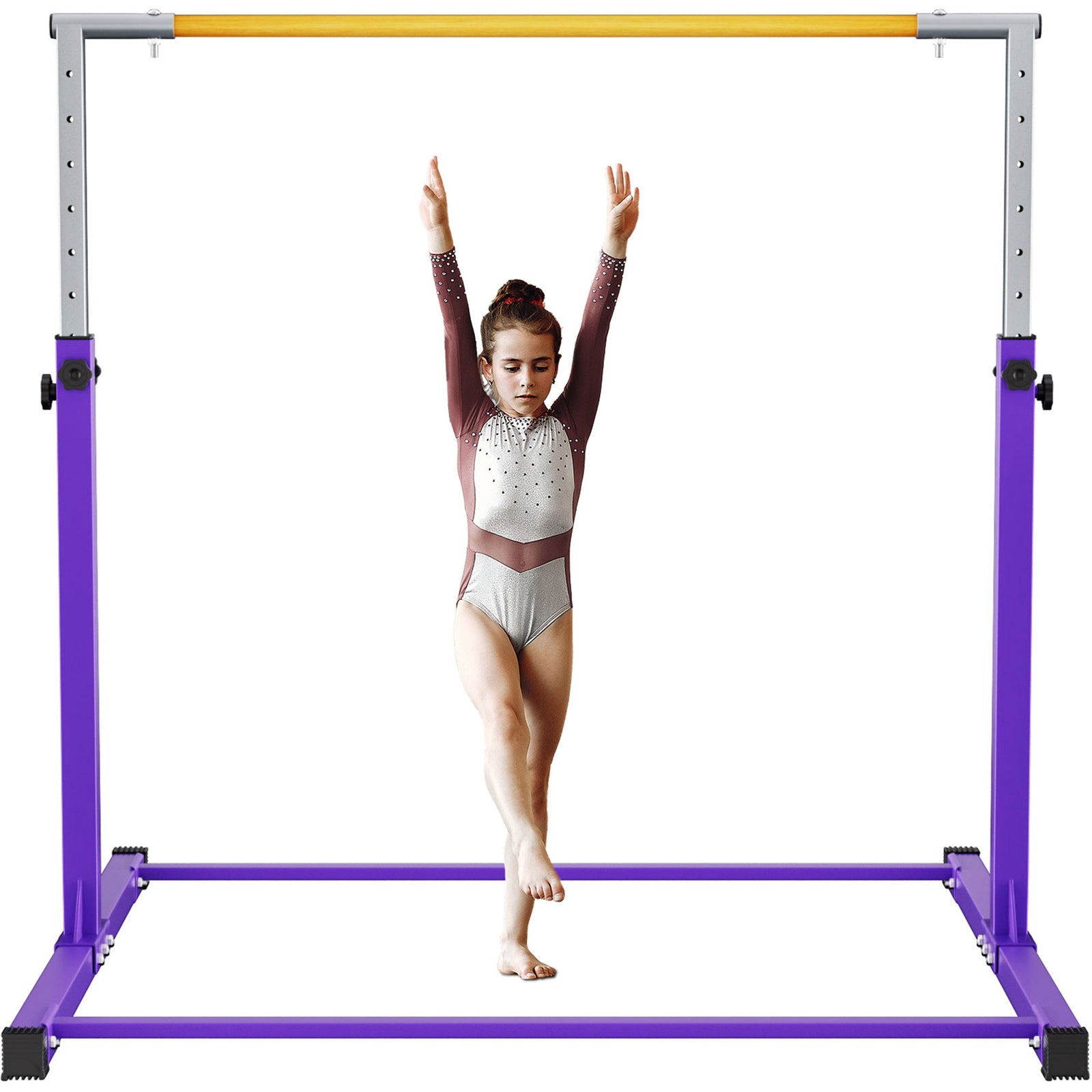 Signature Fitness Adjustable Folding Steel Gymnastics Bar, Ages 3 & Up, Purple - VMInnovations