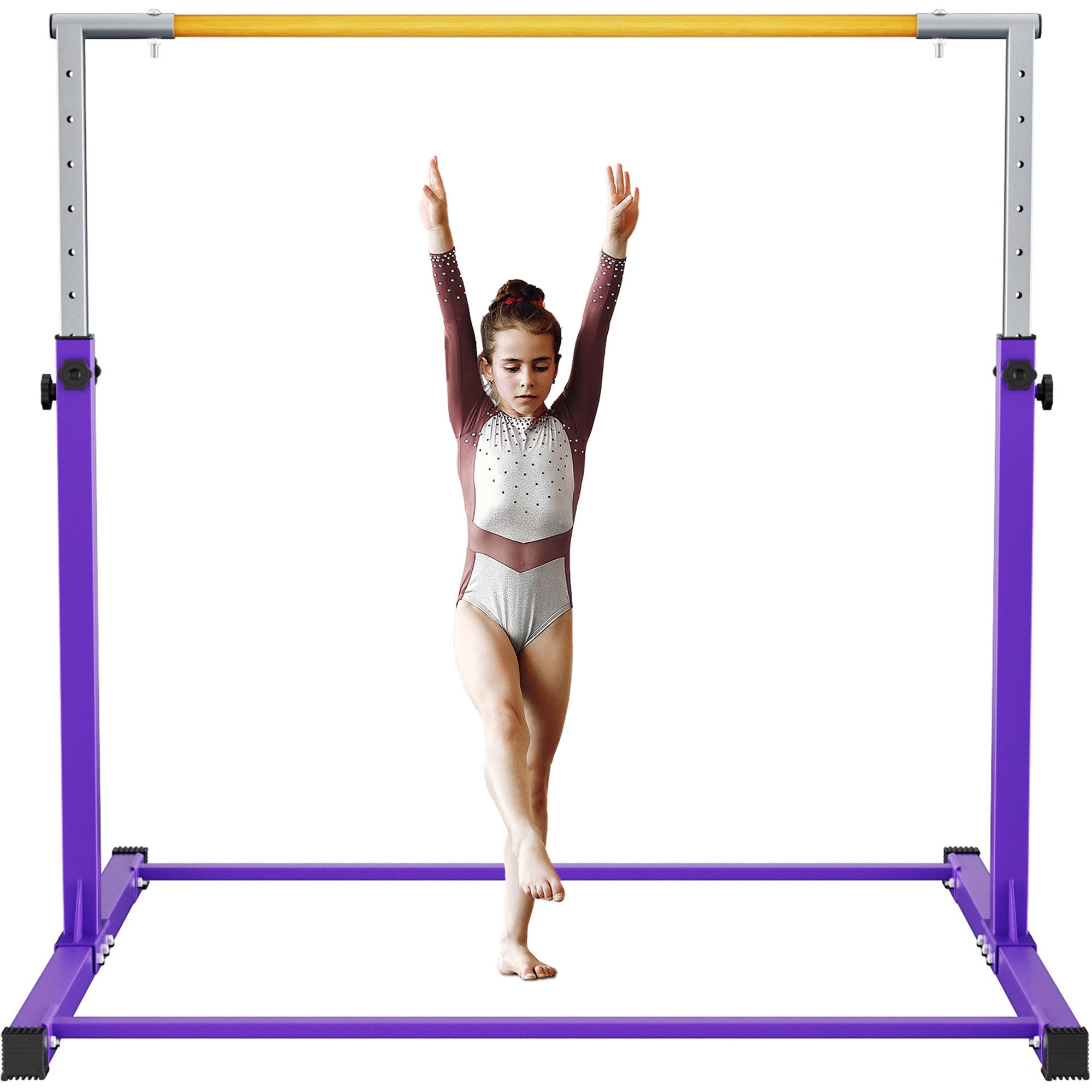 Signature Fitness Adjustable Folding Gymnastics Bar, Ages 3+, Purple (Open Box) - VMInnovations