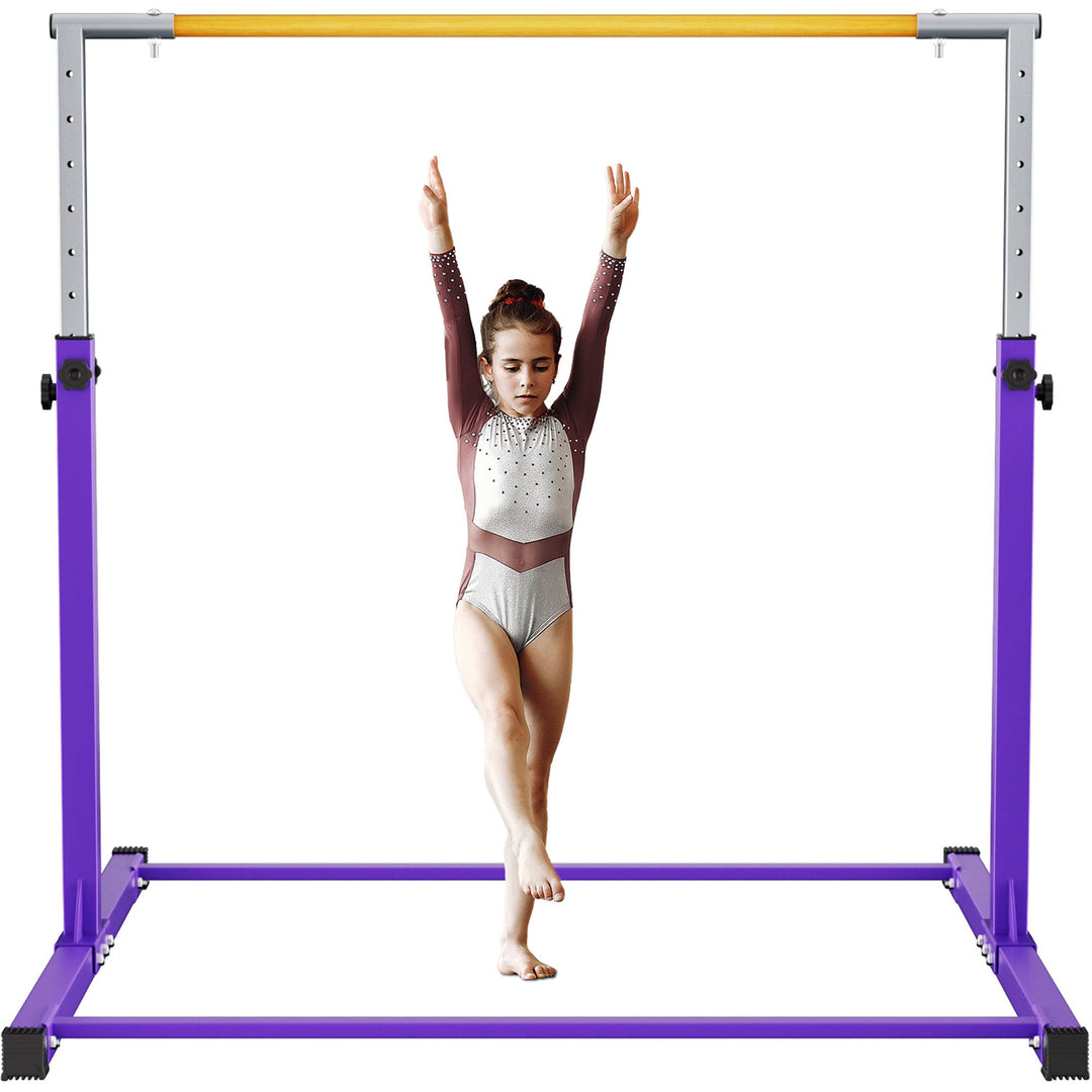 Signature Fitness Adjustable Folding Gymnastics Bar, Ages 3+, Purple (Open Box) - VMInnovations