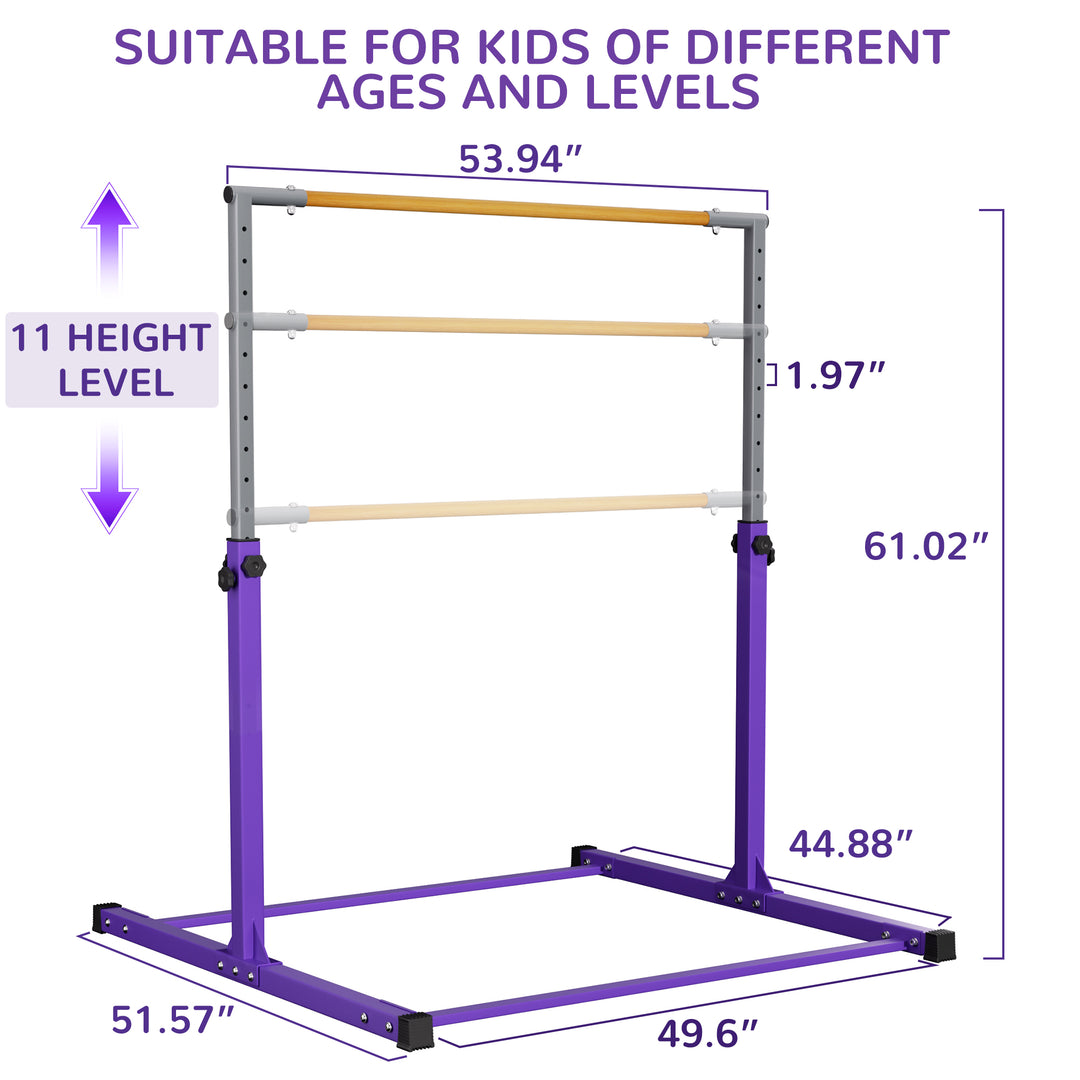 Signature Fitness Adjustable Folding Steel Gymnastics Bar, Ages 3 & Up, Purple