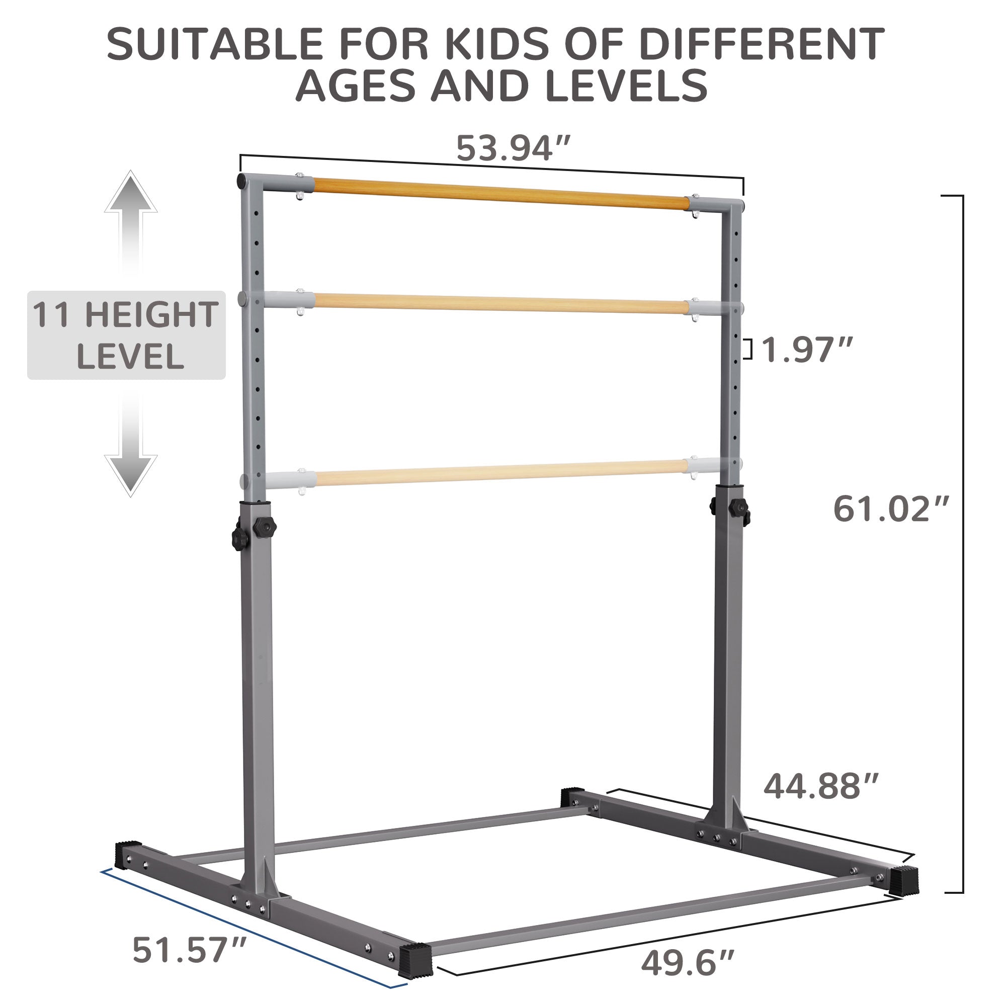 Signature Fitness Adjustable Steel Gymnastics Bar, Ages 3 & Up, Gray (Used) - VMInnovations