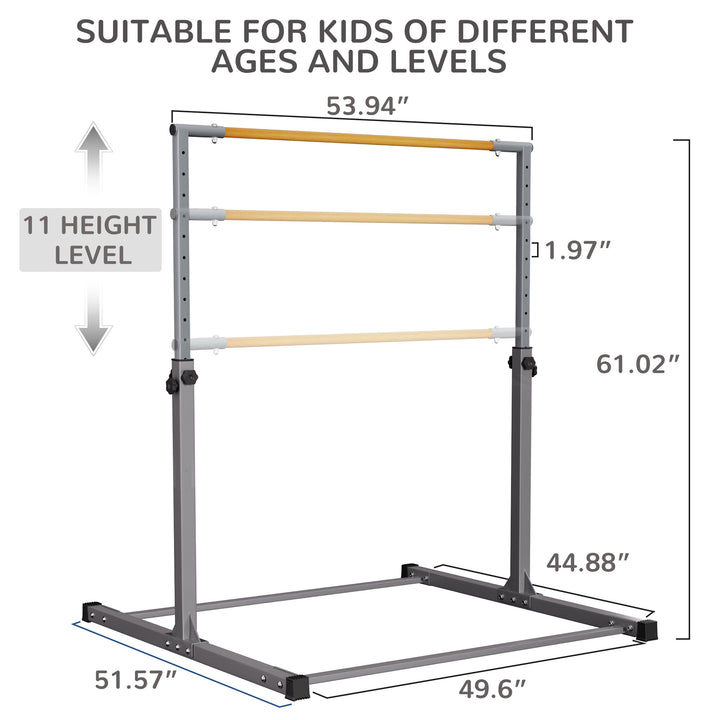 Signature Fitness Adjustable Steel Gymnastics Bar, Ages 3 & Up, Gray (Used)