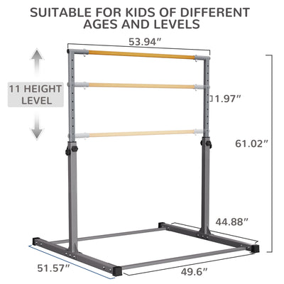 Signature Fitness Adjustable Folding Steel Gymnastics Bar, for Ages 3 & Up, Gray - VMInnovations